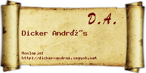 Dicker András névjegykártya